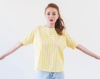 Yellow and white stripped oversize blouse