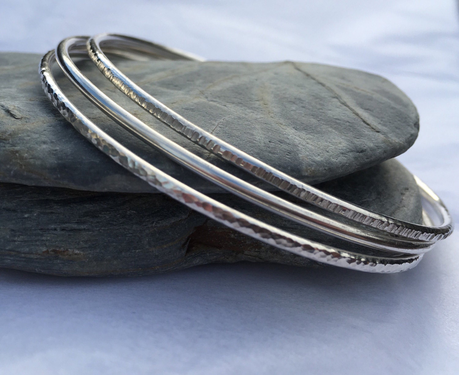 Sterling Silver Bangle Set Stacking Bangles Silver Bracelet 9980