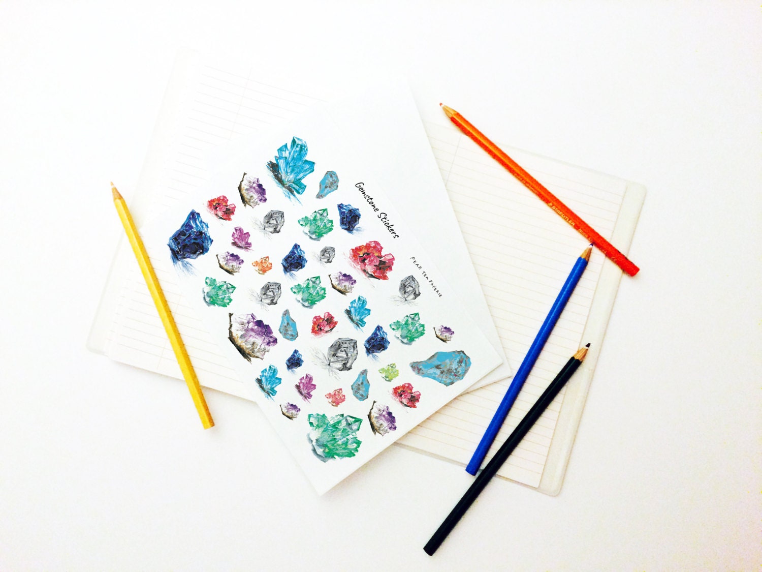 Gem Stone Stickers, Rainbow Rock Stone, Planner Sticker, Weekly