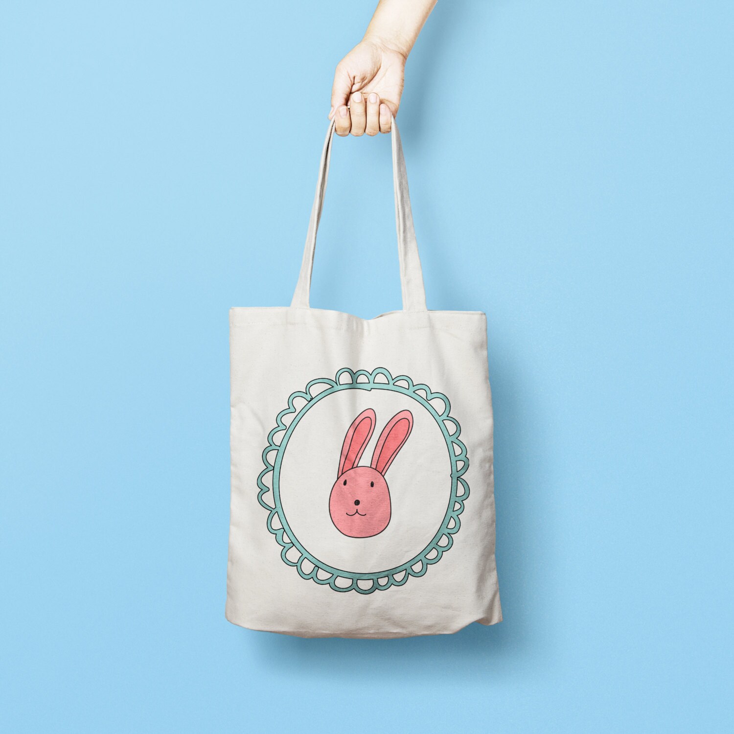 Bunny Rabbit Tote Bag Canvas Tote Bag Printed by totebagdodobob