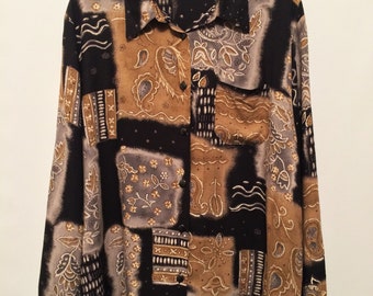Black/Brown/Grey Multi Print Shirt