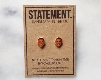 Barack Obama President Head Stud Earrings - 1 pair
