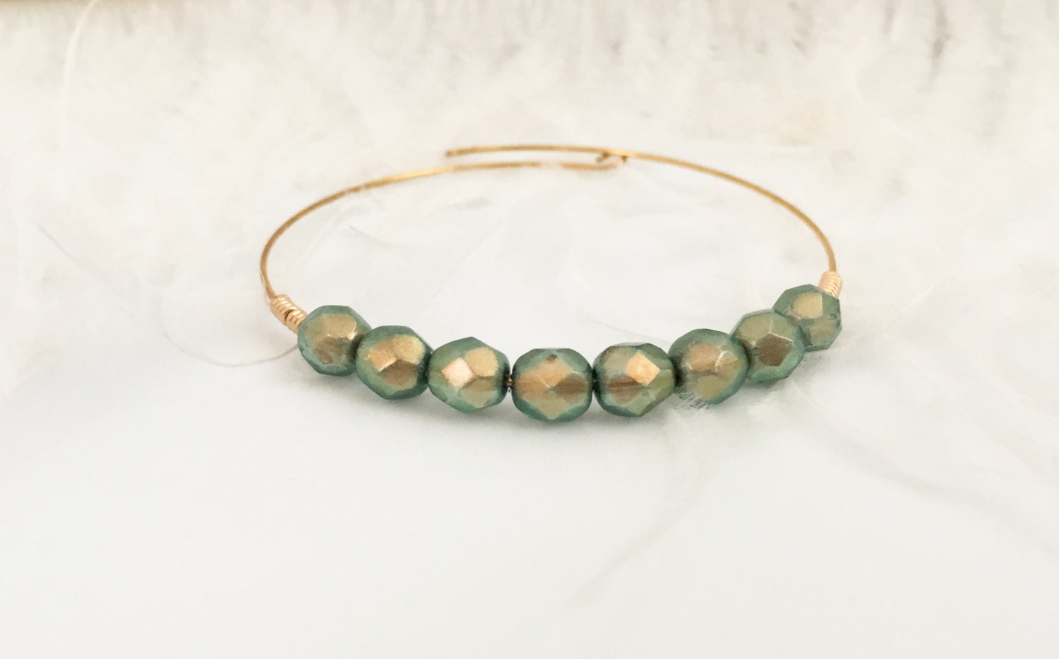 Beaded Bangle Bracelet Gold Beaded Bracelet by GoldArrowStudios