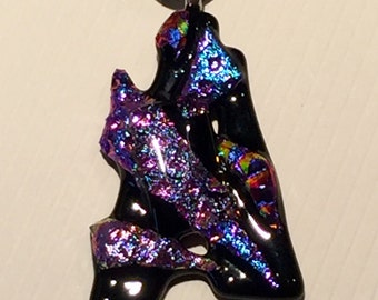 Necklace – Purple, Blue and Gold Dichroic Glass