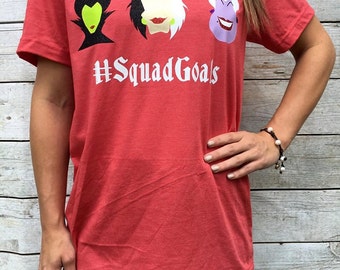 Villain Squad Goals Bella Canvas Unisex Vneck, Ursela, Cruella, Maleficent