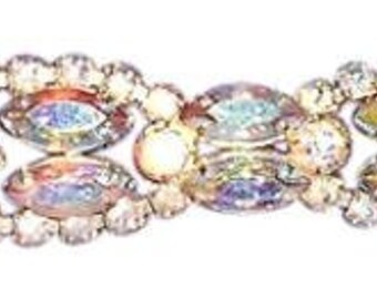 Aurora Borealis Vintage Rhinestone Bracelet, 7" by 1".. Free Shipping