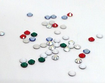 144 Christmas Rhinestones, Swarovski Hotfix Crystal, Flat Back, Assorted Colors 2028, 2.7mm Xilion Rose, SS10, Tiny Rhinestones, DIY, SA2241