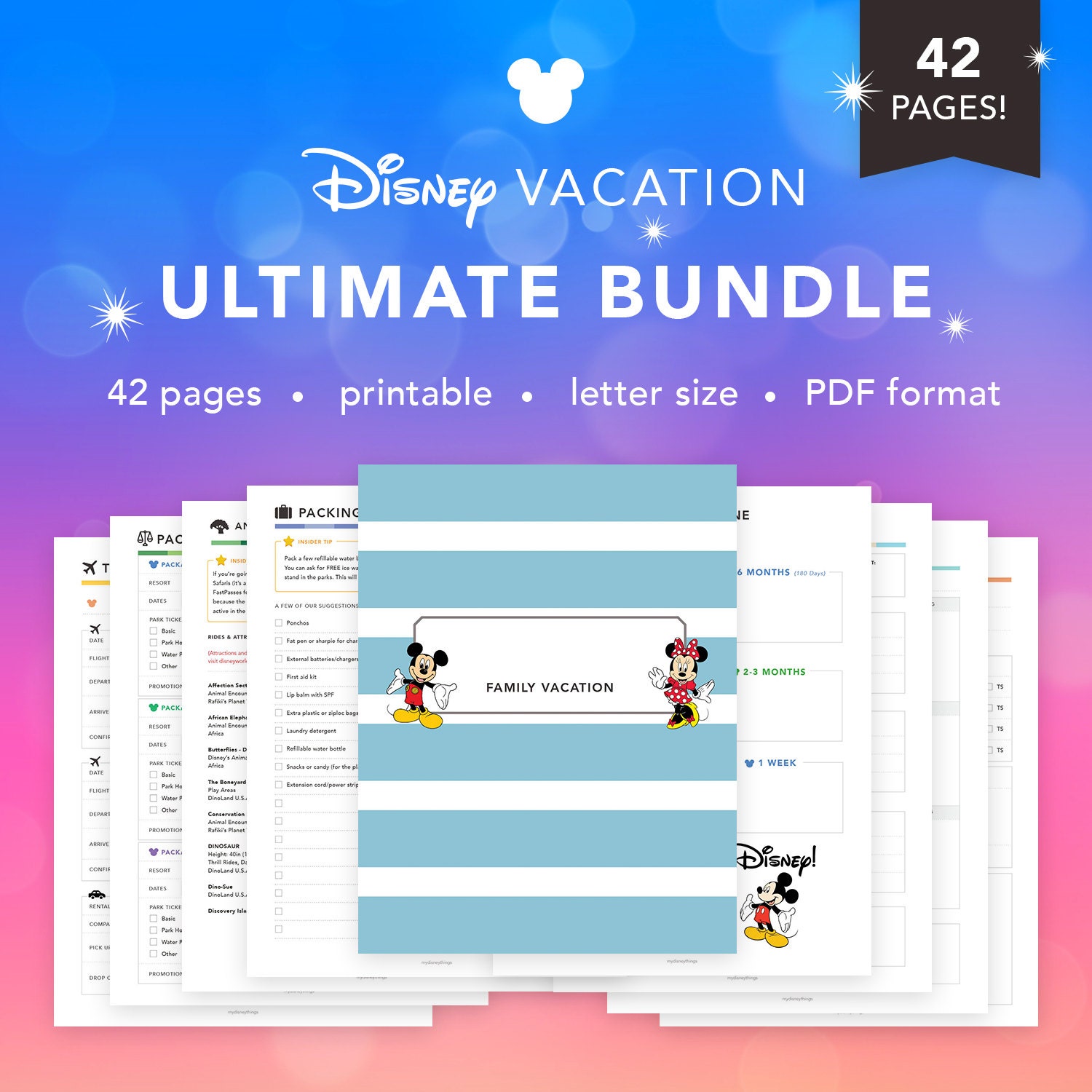 ULTIMATE Bundle Planner Pack 42 Pages Disney World Trip