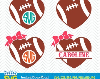 Download Football heart svg | Etsy