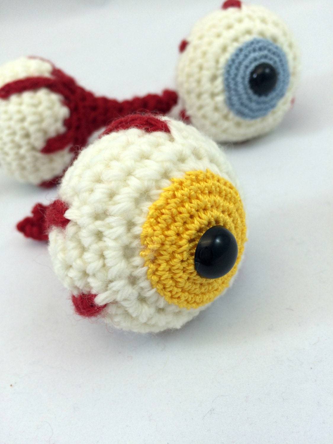 Yellow Crochet Eyeball Amigurmi Plush Ornament or Keychain