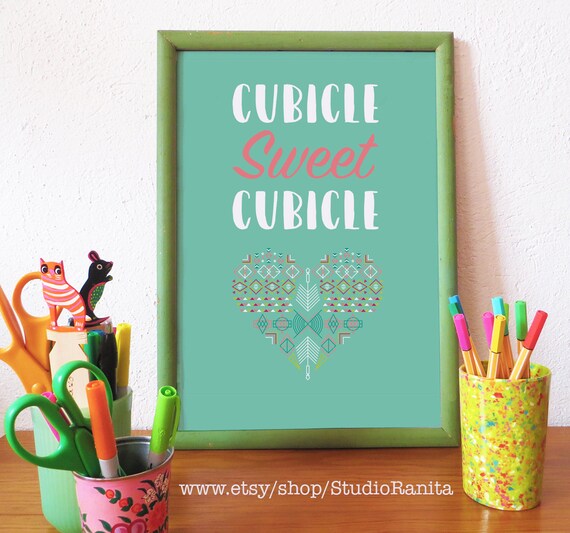 Cubicle Sweet Cubicle . cubicle decor . typography . printable