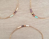 Minimalist Delicate Rose Gold Bracelet with Tiny Beads // Thin Dainty & Colorful Bracelet // Multicolor Boho Friendship Bracelet
