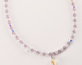 Collier pour enfant en cristal Swarovski et argent sterling 925 (plusieurs couleurs)