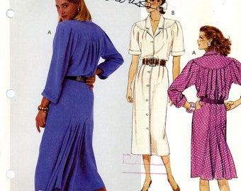 McCall's 3456 Buttoned Front Dress with Back Godets Size 12 Uncut Vintage Sewing Pattern 1987