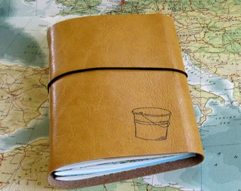 bucket list journal with maps a travel journal - yellow faux leather journal retirement gift by tremundo