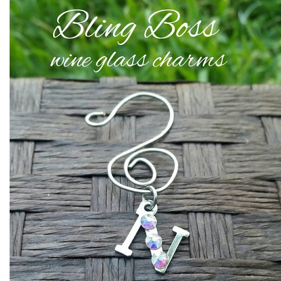 Letter or number wine glass charm gift for wine lover