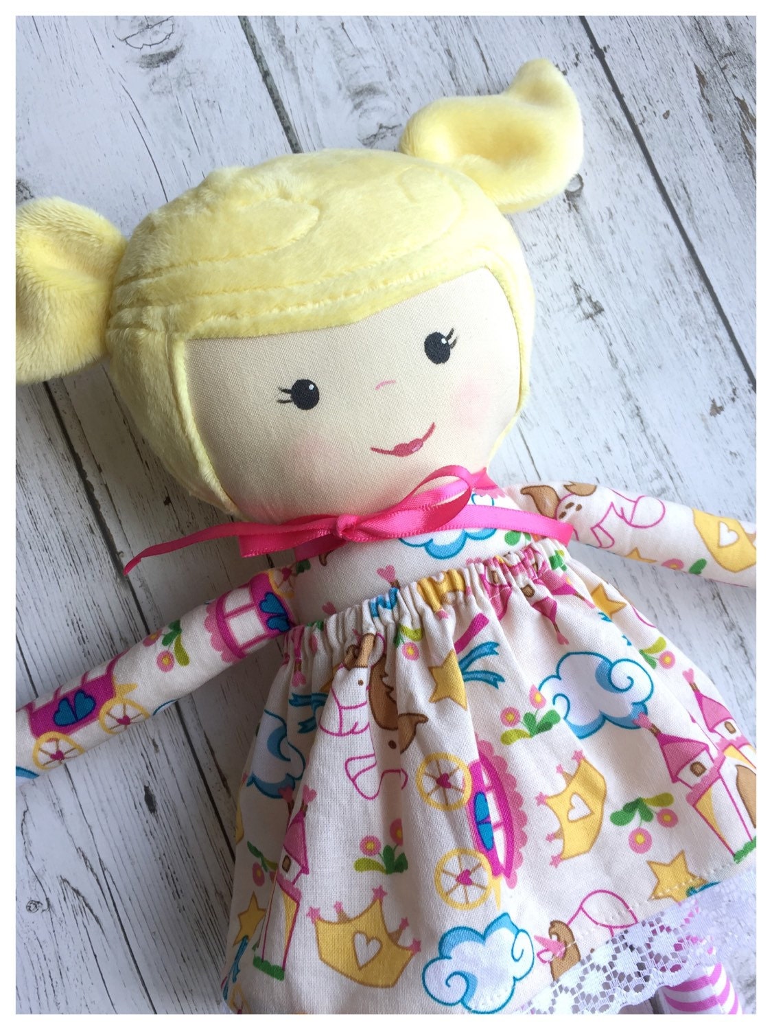 Handmade Cloth Doll Fabric Doll 1st Birthday Gift Rag Doll