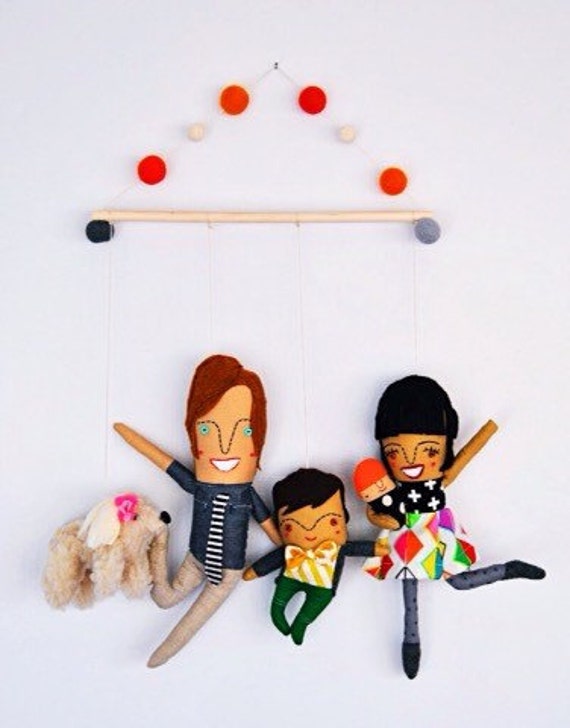 Personalized Family of Three Wall Hanging // by PinkCheeksStudios