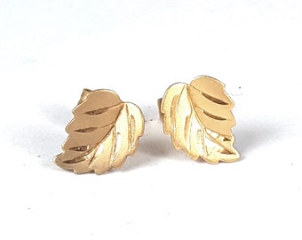 Items similar to Leaf Stud Earrings - Gold Flower Earrings - Bridal ...