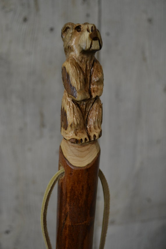 Bear Walking Stick Grizzly Carving Hand Carved Walking