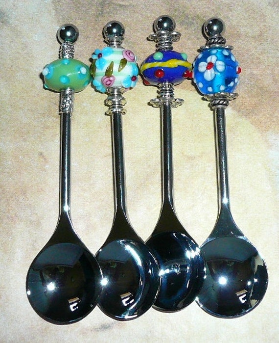 Sugar Spoons Tea spoons Jelly Spoon Honey Spoons Beaded