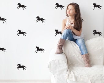 Horse Wall Decals 28 Gold Wall Decals, Silver Decals, Black or White Equestrian Horse Decals Metallic Vinyl Wall Decal