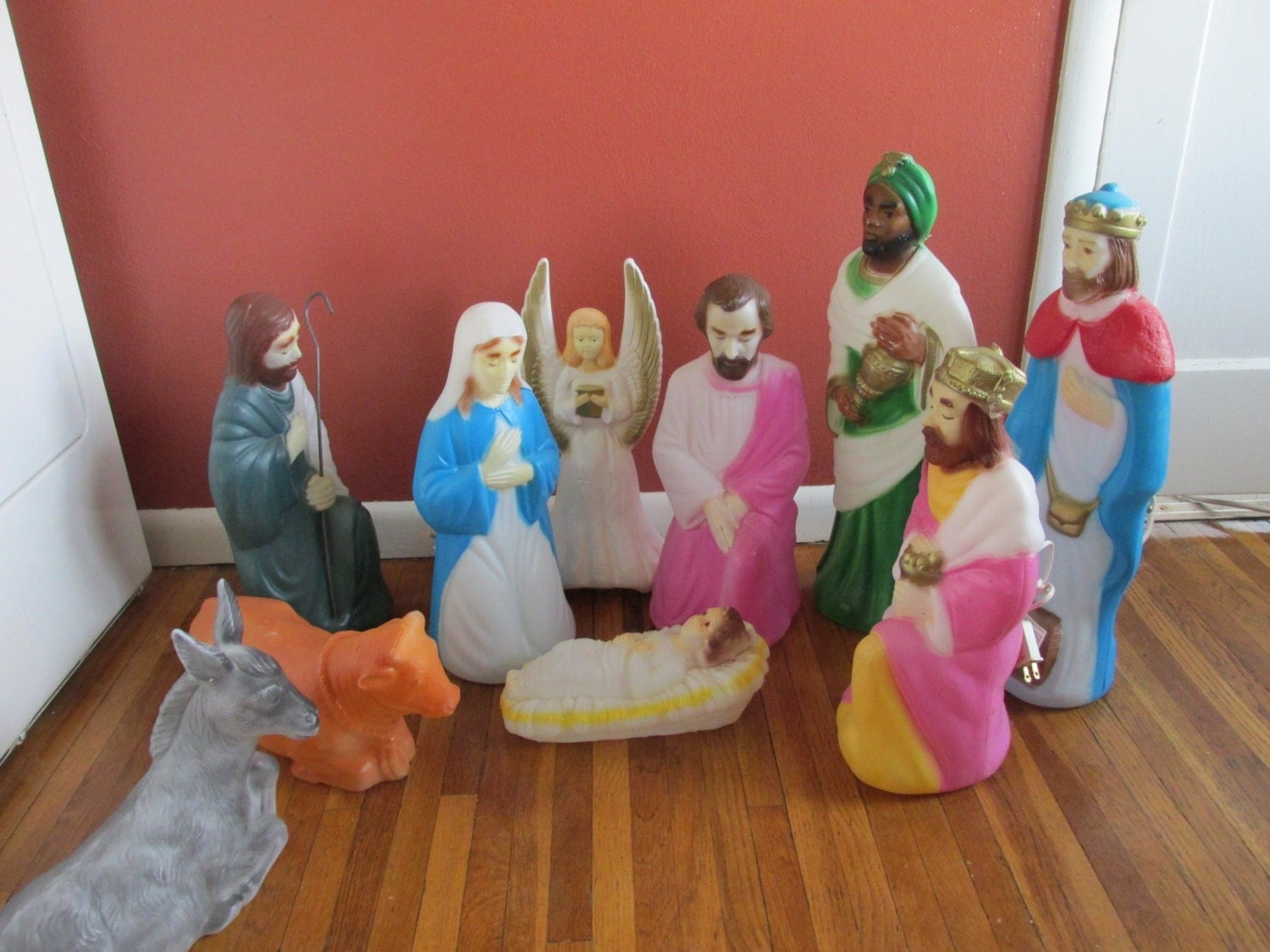 Reserved for Marydurden Nativity Blow Molds Set of 10 Lights