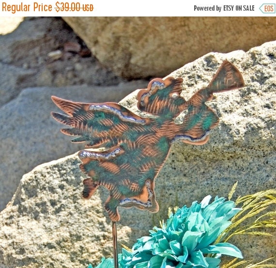 SALE Angel Garden Stake / Metal Garden Art / by GardenCopperArt