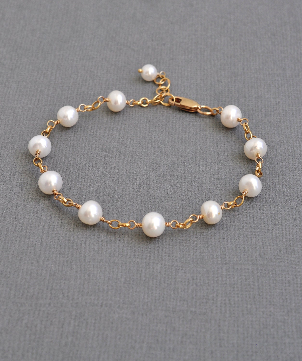 Pearl Station Bracelet / Simple Pearl Bracelet / Freshwater