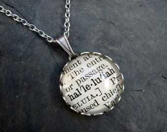 Dictionary Necklace - Halleluiah - Round Pendant