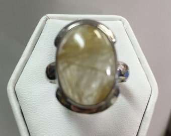 Honey Golden Quartz Ring in Sterling Silver Setting Size 6