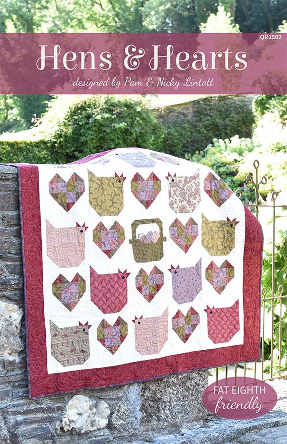 hens-and-hearts-quilt-pattern-fat-eighth-friendly-quilt-etsy