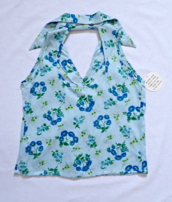 NWT Deadstock Vintage 1970's Floral Halter Top by