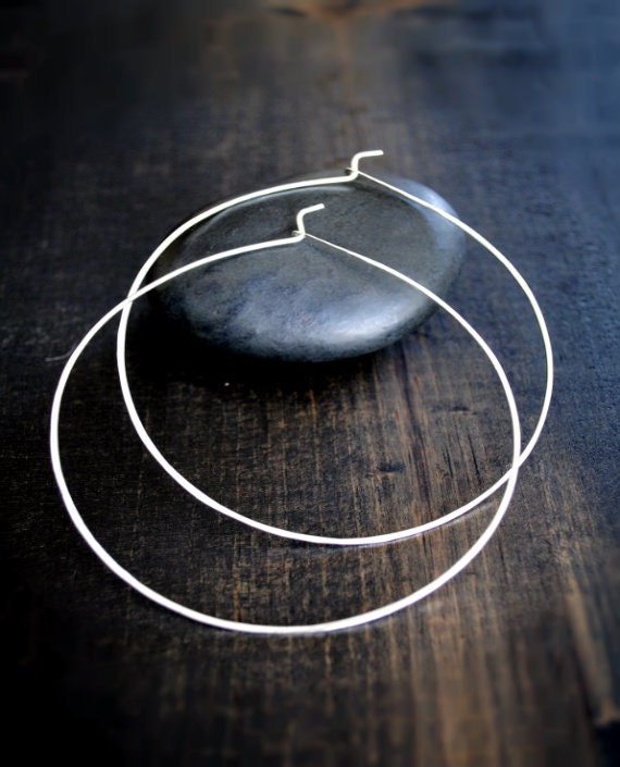 Thin silver hoop earrings 2 2.5 3