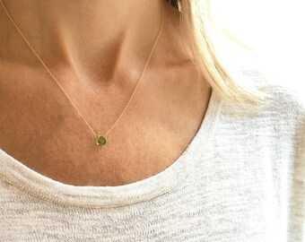 Peridot Necklace, August Birthstone, Gold Peridot Necklace, August Necklace, Dainty Necklace, 14k gold filled, August Birthday