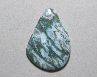 green MOSS AGATE cabochon 32X45mm freeform designer cab