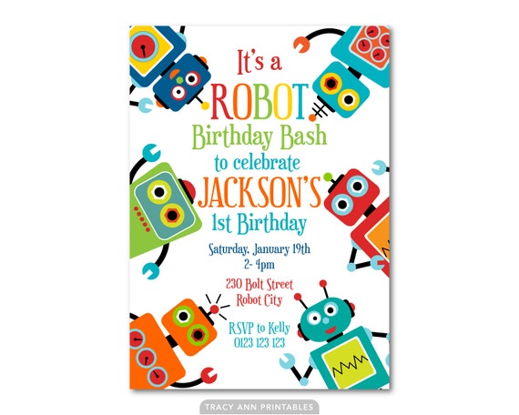 Robot Party Invitations 2