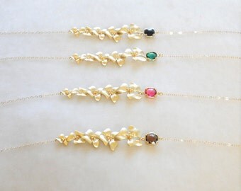 Gold Dogwood Necklace/ Asymmetrical Gold Necklace/ Dogwood Flower Necklace/Bridesmaids Jewelry/ Bridesmaids Gifts/ Wedding Jewelry/ Feminine