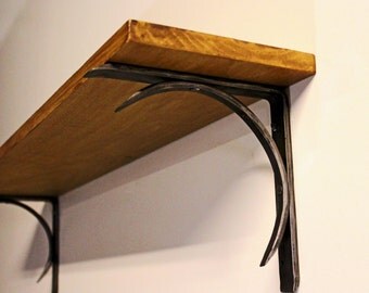 Hand Forged Iron Shelf Bracket, Crescent Design - Style 04