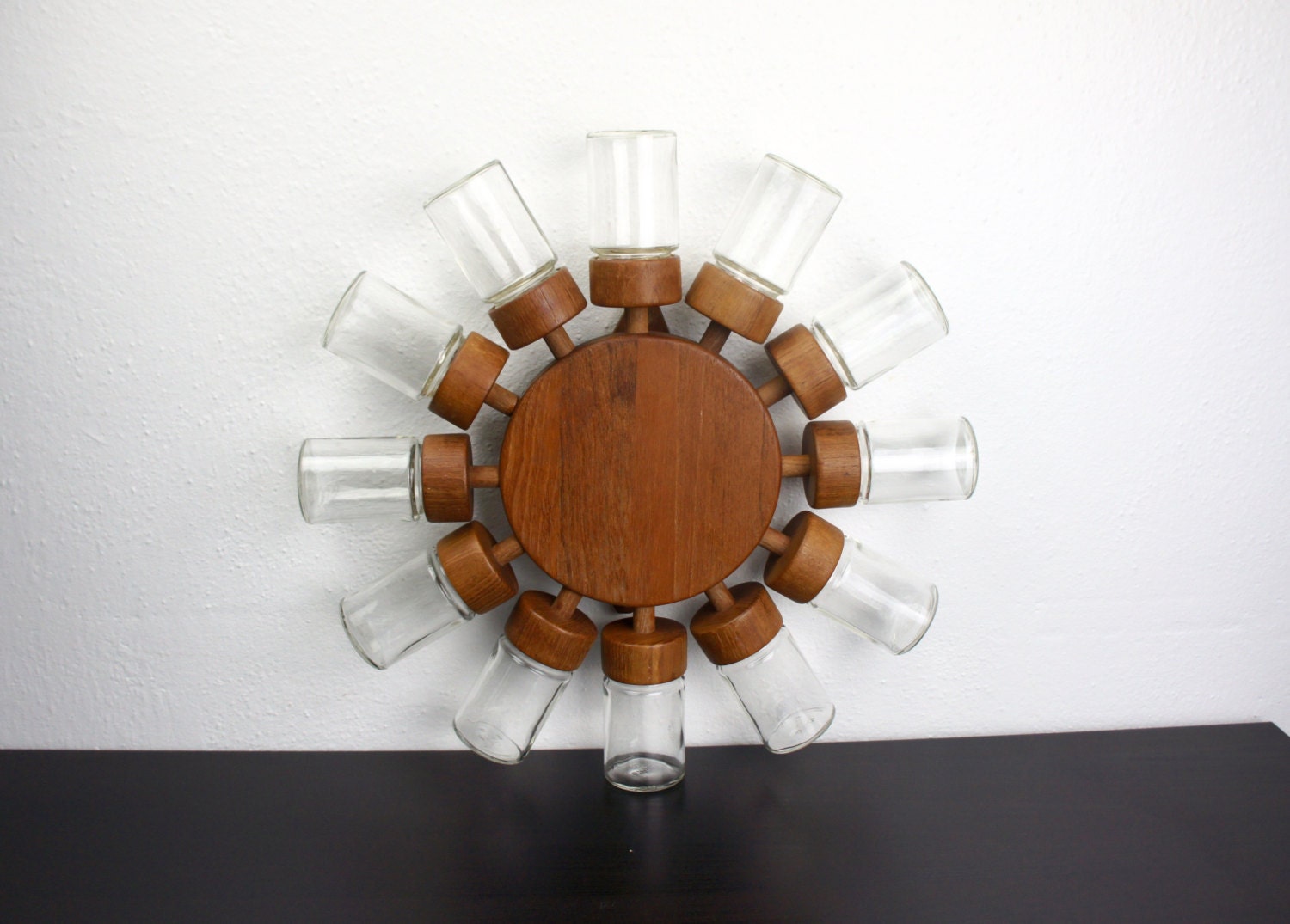 Vintage Digsmed Wheel Spice Rack Unique Teak Mid Century