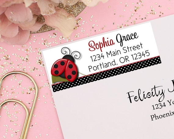 Ladybug Return Address Labels, Return Address Labels, Ladybug Mailing Label, Ladybug Birthday Party, Ladybug Labels, Girls Ladybug Party Il_570xn