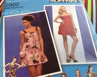 Simplicity Pattern 2902, Project Runway Pattern, Dress Pattern, Uncut Pattern, Sizes 3/4-9/10