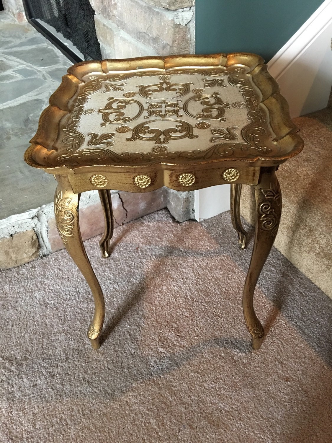 Vintage Italian Florentine Table Gold Gilt Accent / Hand