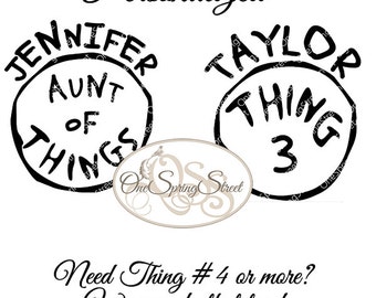 Thing 1 Thing 2 Iron on transfer Cat In The Hat Dr Seuss Custom Single PERSONALIZED Printable Matching Family Diy clipart # 1793