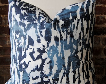 Feline Pillow Cover - Indigo - decorator pillow - designer pillow