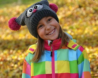 Crochet pattern - Owl hat by VendulkaM - digital crochet hat pattern, (Baby to Adult size), DIY, PDF