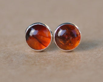 Amber Earrings handmade with Sterling Silver Earring Studs, 5mm Gemstone golden Amber stud earrings, silver studs, amber jewelry, gifts, 925