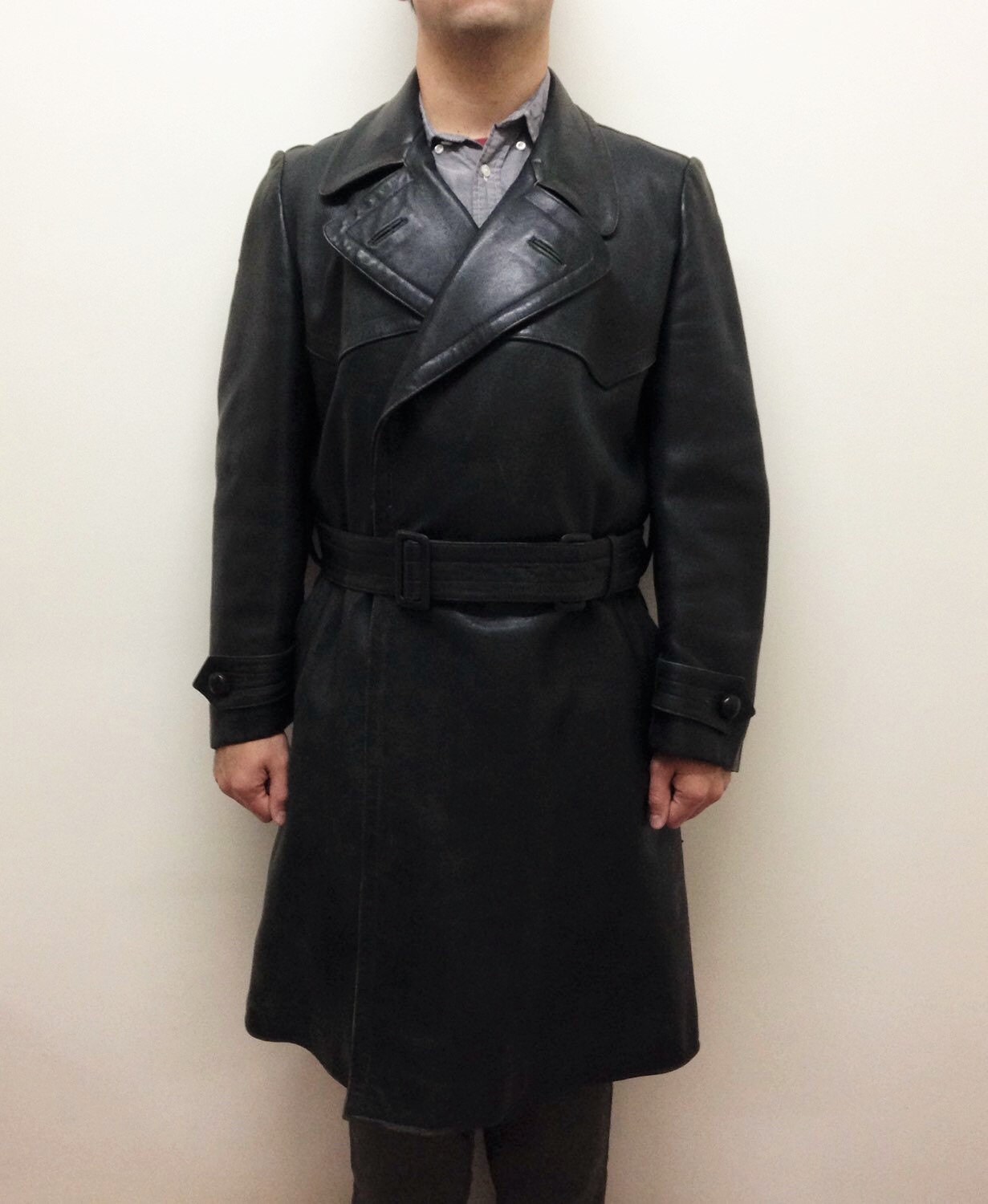 German Leather Coat Leather Overcoat by ColonelKurtzVintage