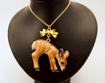 Little Deer Porcelain Charm necklace mori forest girl