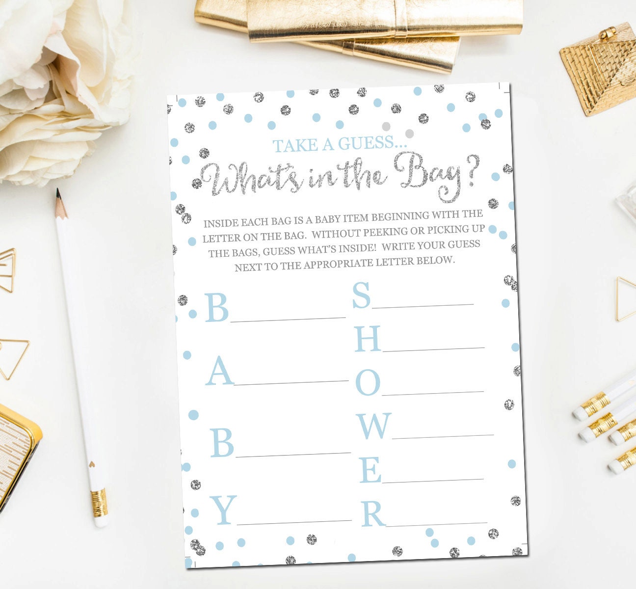 What's in the Bag Baby Shower Game Baby Shower Game